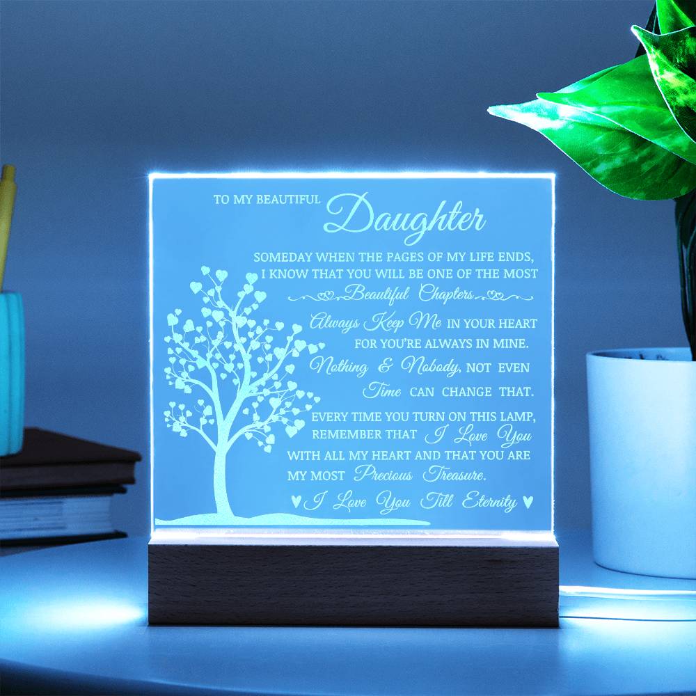 Daughter Keepsake Gift, LED Engraved Acrylic Plaque, Engraved Acrylic Plaque, Lamp of Love