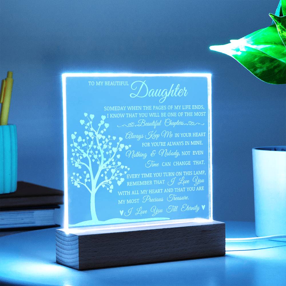 Daughter Keepsake Gift, LED Engraved Acrylic Plaque, Engraved Acrylic Plaque, Lamp of Love