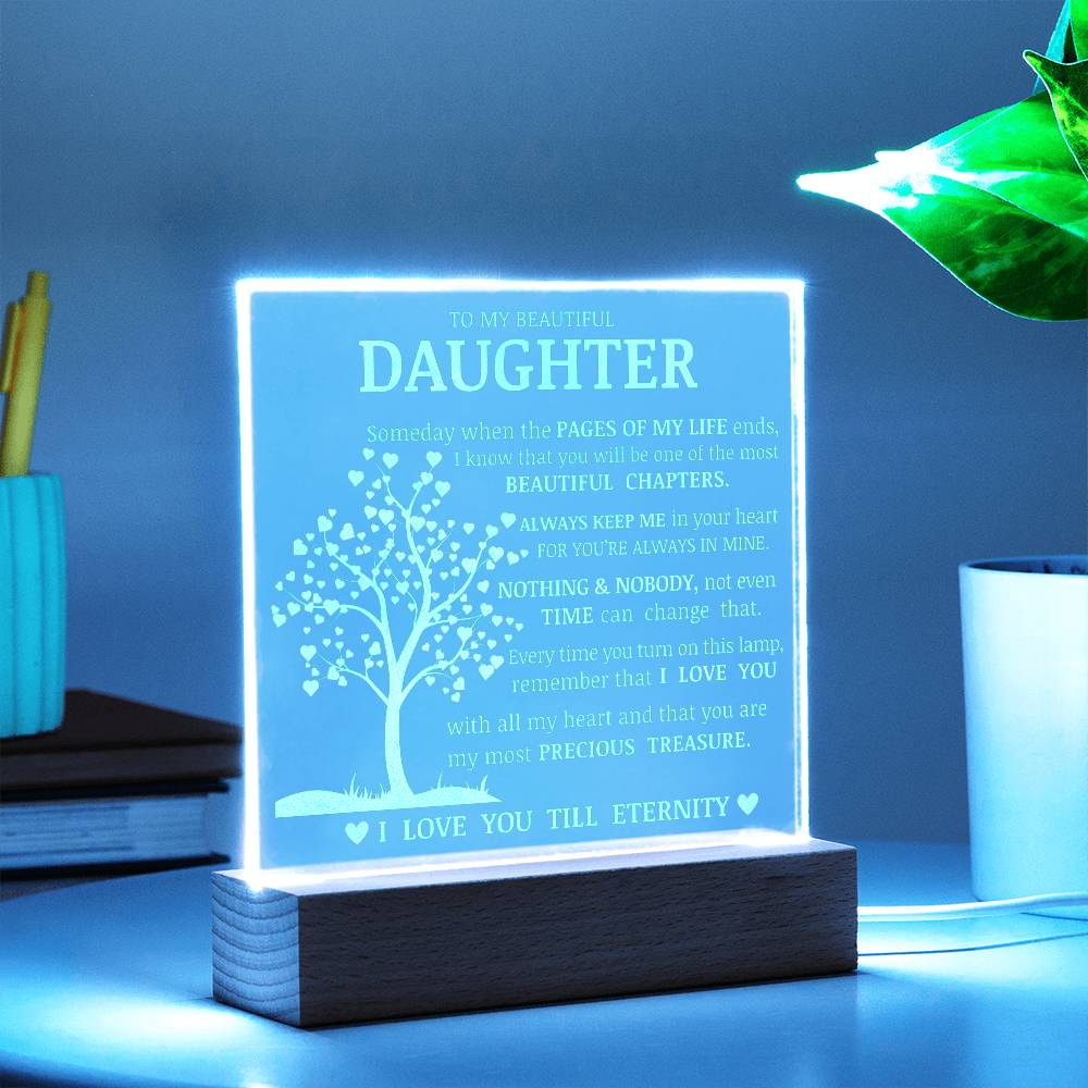 Daughter Keepsake Gift, LED Engraved Acrylic Plaque, Engraved Acrylic Plaque, Lamp of Love