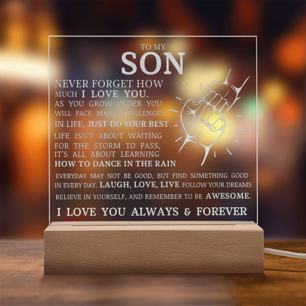 To My Son, Remember To Be Awesome, Engraved Acrylic Plaque