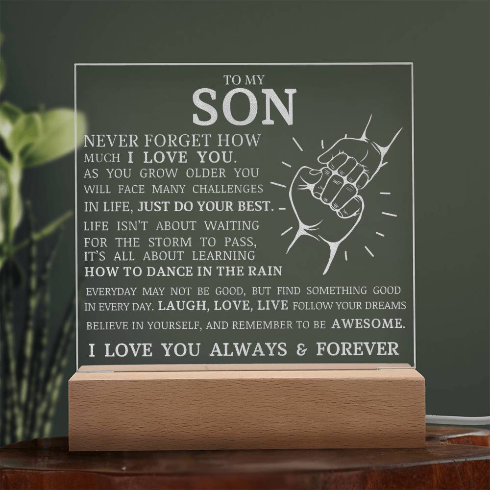 To My Son, Remember To Be Awesome, Engraved Acrylic Plaque