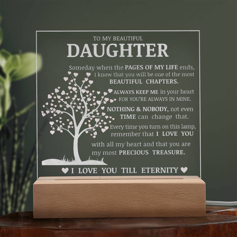Daughter Keepsake Gift, LED Engraved Acrylic Plaque, Engraved Acrylic Plaque, Lamp of Love