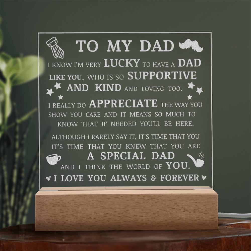 To My Dad, LED Engraved Acrylic Plaque