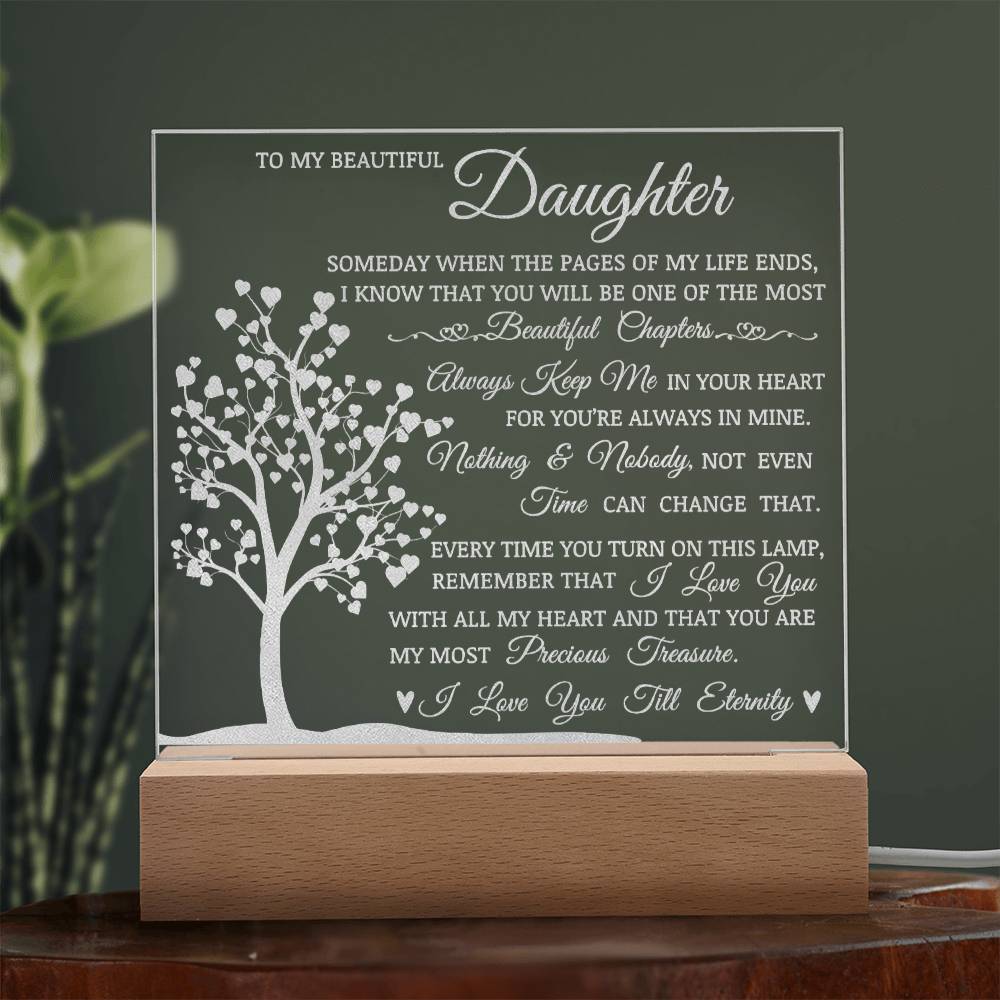 Daughter Keepsake Gift, LED Engraved Acrylic Plaque, Engraved Acrylic Plaque, Lamp of Love