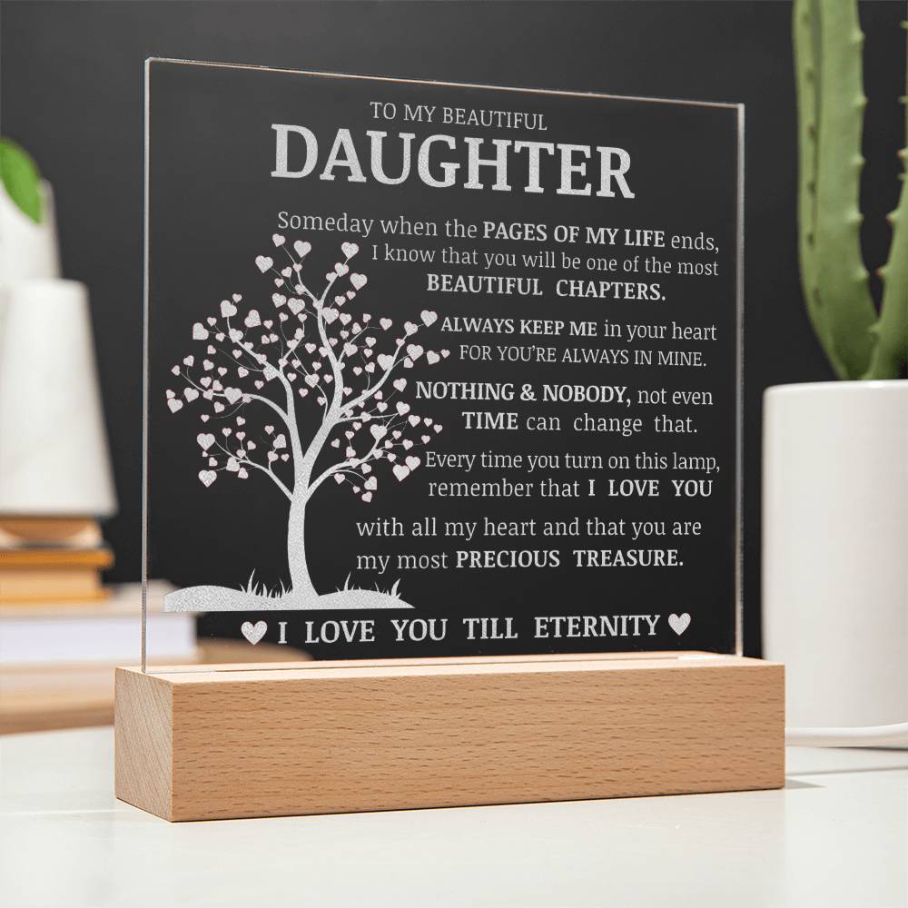 Daughter Keepsake Gift, LED Engraved Acrylic Plaque, Engraved Acrylic Plaque, Lamp of Love