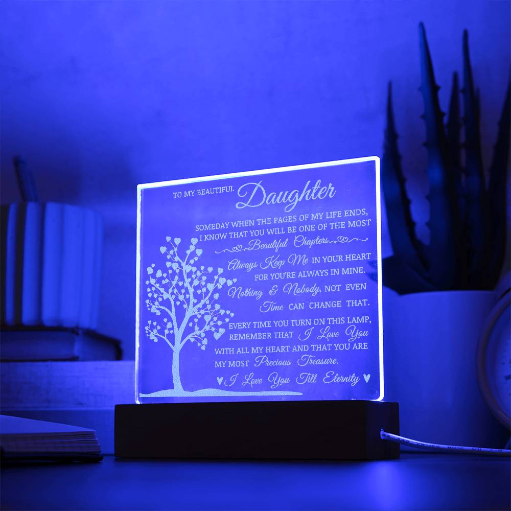 Daughter Keepsake Gift, LED Engraved Acrylic Plaque, Engraved Acrylic Plaque, Lamp of Love
