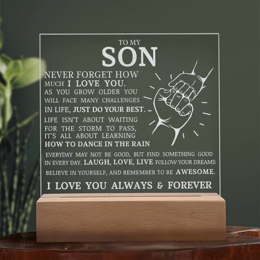 To My Son, Remember To Be Awesome, Engraved Acrylic Plaque