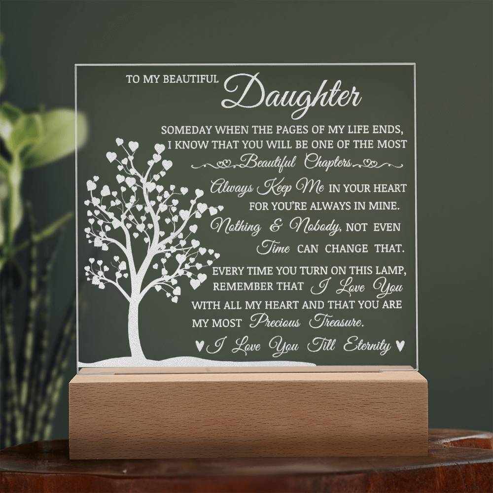 Daughter Keepsake Gift, LED Engraved Acrylic Plaque, Engraved Acrylic Plaque, Lamp of Love