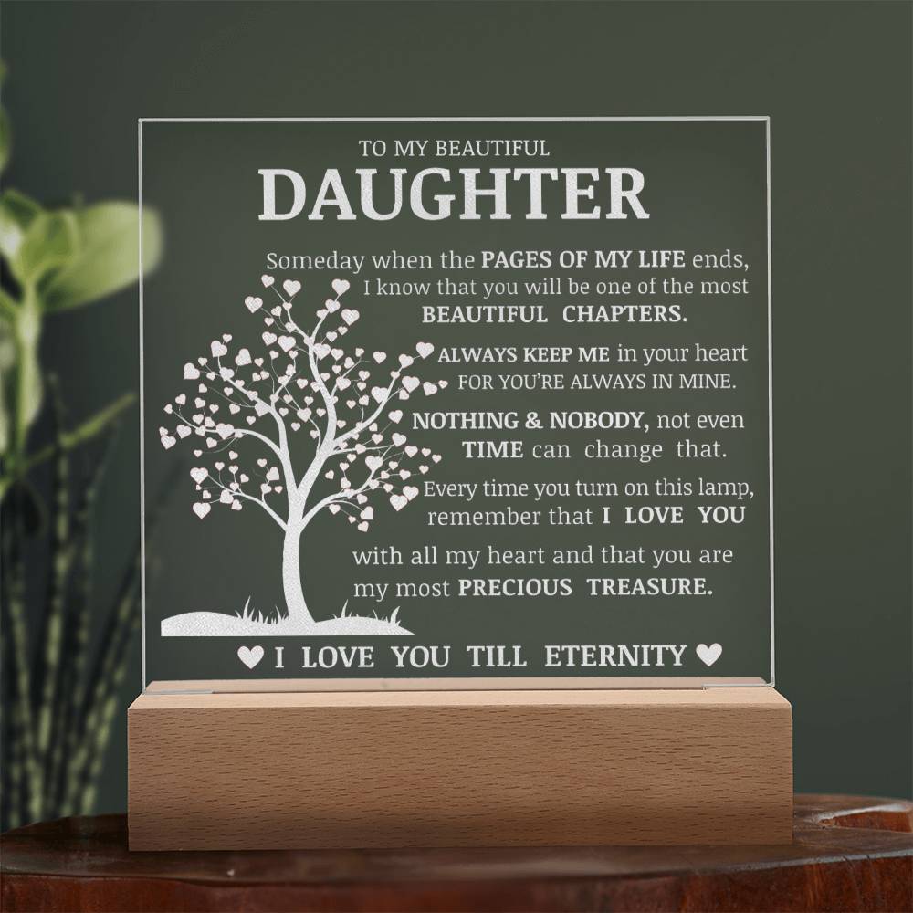 Daughter Keepsake Gift, LED Engraved Acrylic Plaque, Engraved Acrylic Plaque, Lamp of Love