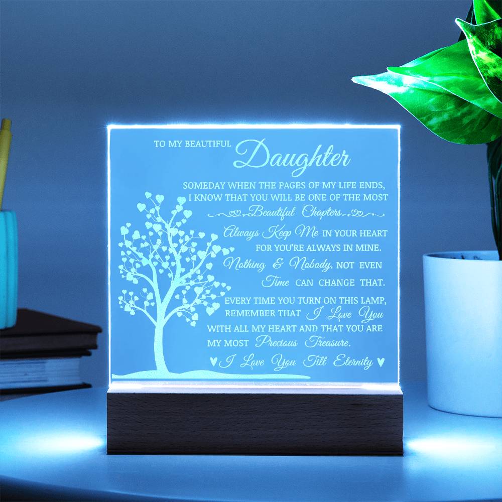 Daughter Keepsake Gift, LED Engraved Acrylic Plaque, Engraved Acrylic Plaque, Lamp of Love