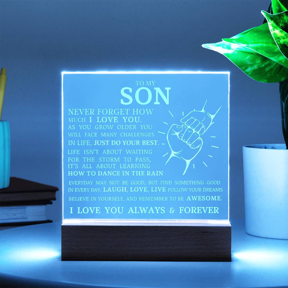 To My Son, Remember To Be Awesome, Engraved Acrylic Plaque