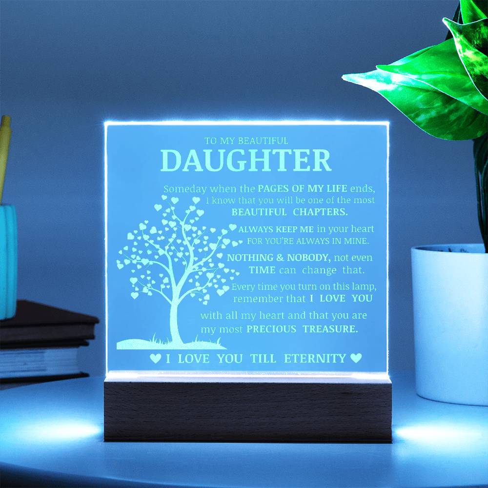Daughter Keepsake Gift, LED Engraved Acrylic Plaque, Engraved Acrylic Plaque, Lamp of Love