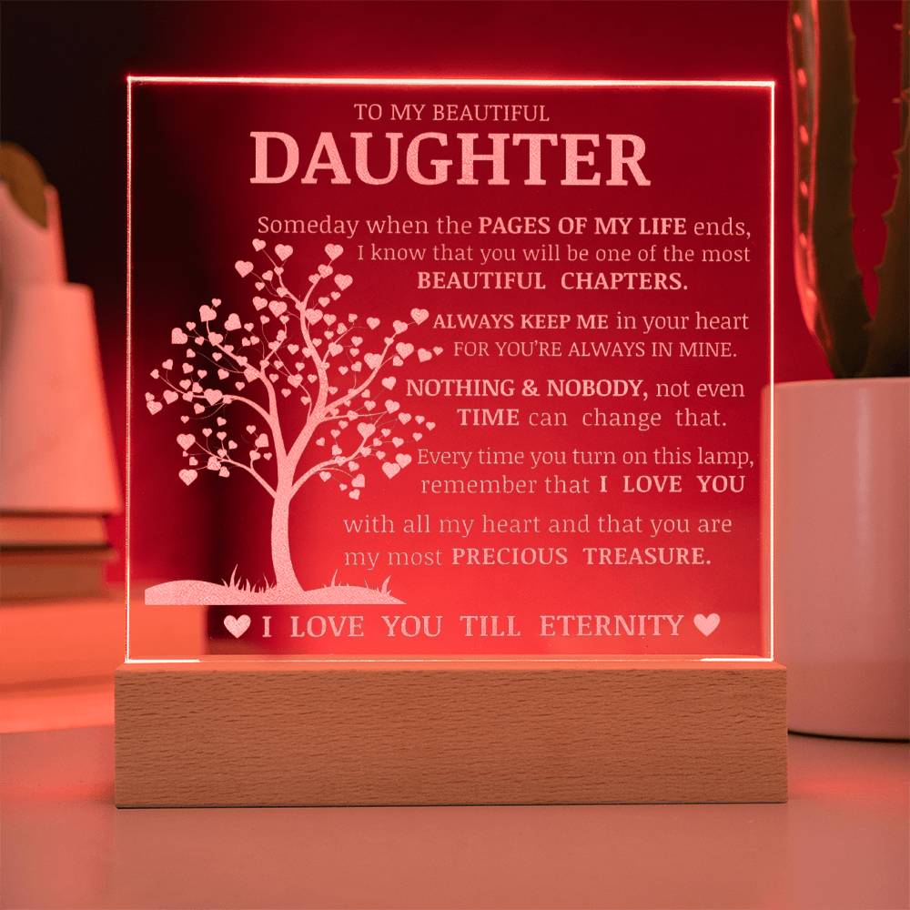 Daughter Keepsake Gift, LED Engraved Acrylic Plaque, Engraved Acrylic Plaque, Lamp of Love