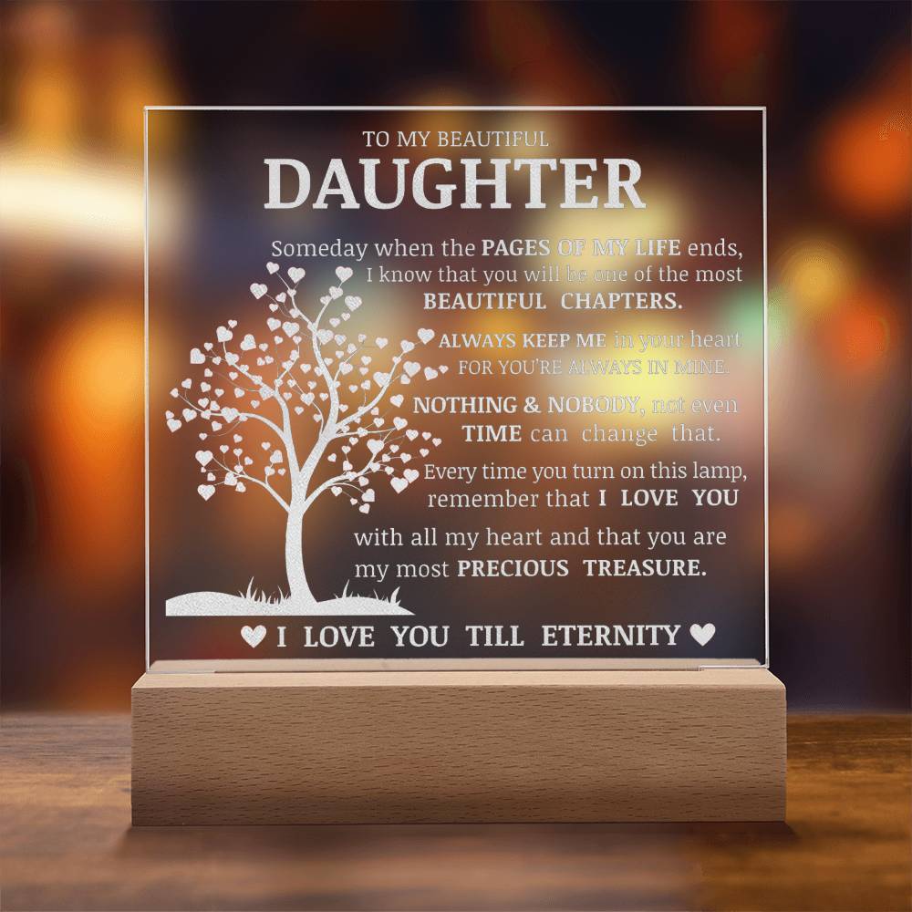 Daughter Keepsake Gift, LED Engraved Acrylic Plaque, Engraved Acrylic Plaque, Lamp of Love