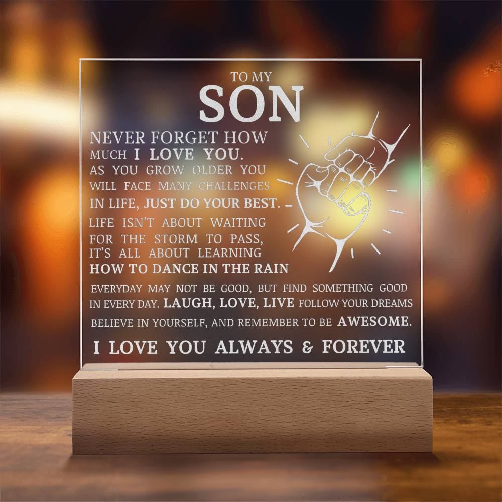 To My Son, Remember To Be Awesome, Engraved Acrylic Plaque