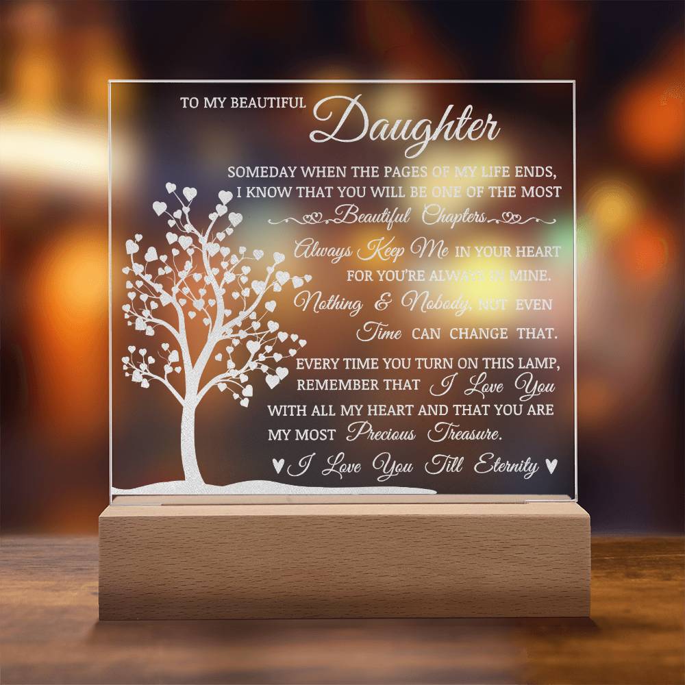 Daughter Keepsake Gift, LED Engraved Acrylic Plaque, Engraved Acrylic Plaque, Lamp of Love