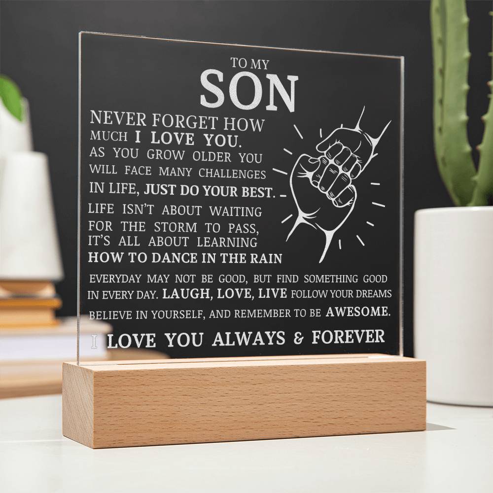 To My Son, Remember To Be Awesome, Engraved Acrylic Plaque