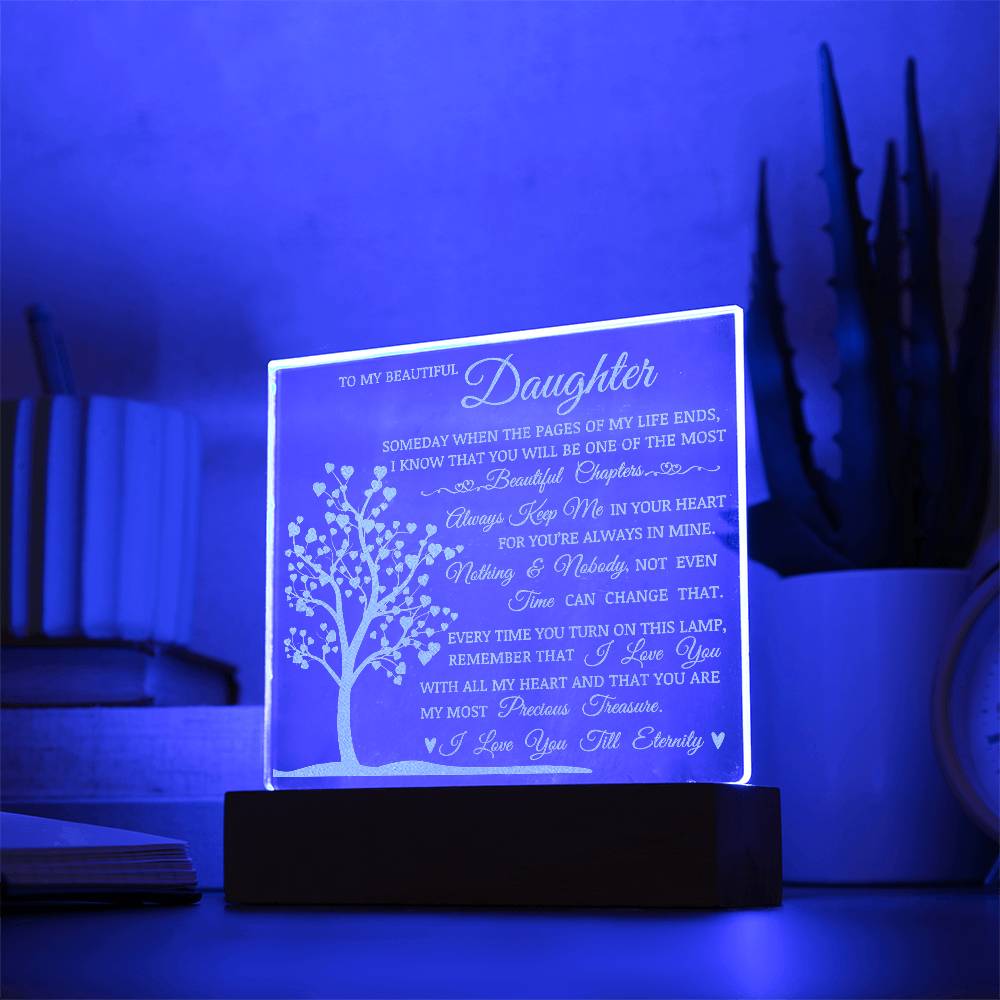Daughter Keepsake Gift, LED Engraved Acrylic Plaque, Engraved Acrylic Plaque, Lamp of Love