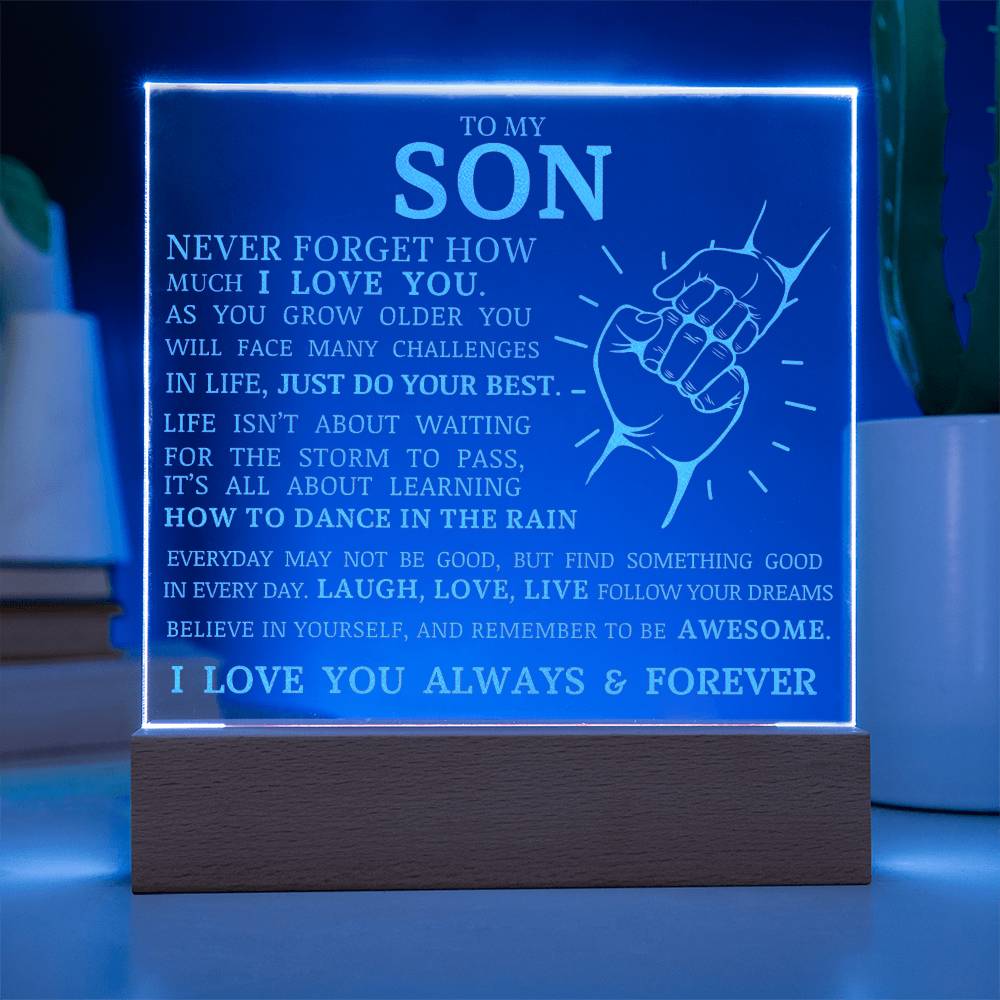 To My Son, Remember To Be Awesome, Engraved Acrylic Plaque