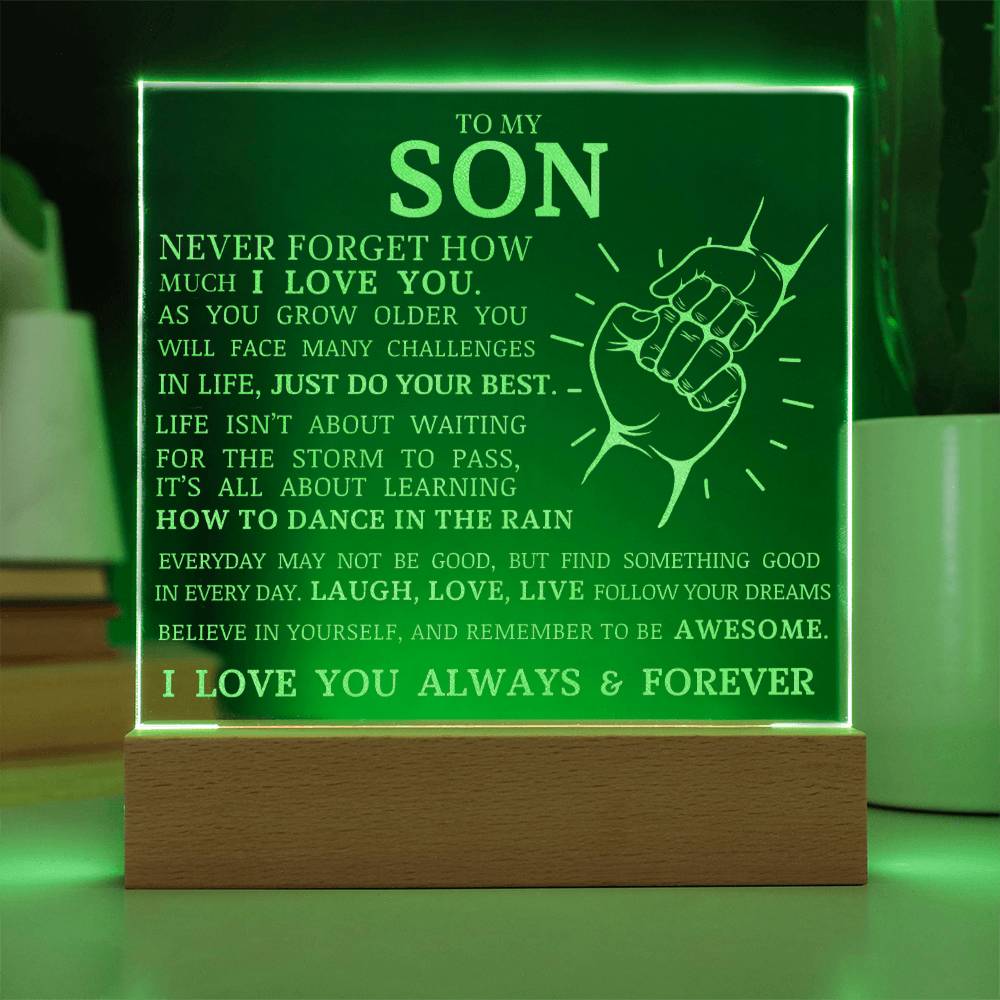 To My Son, Remember To Be Awesome, Engraved Acrylic Plaque