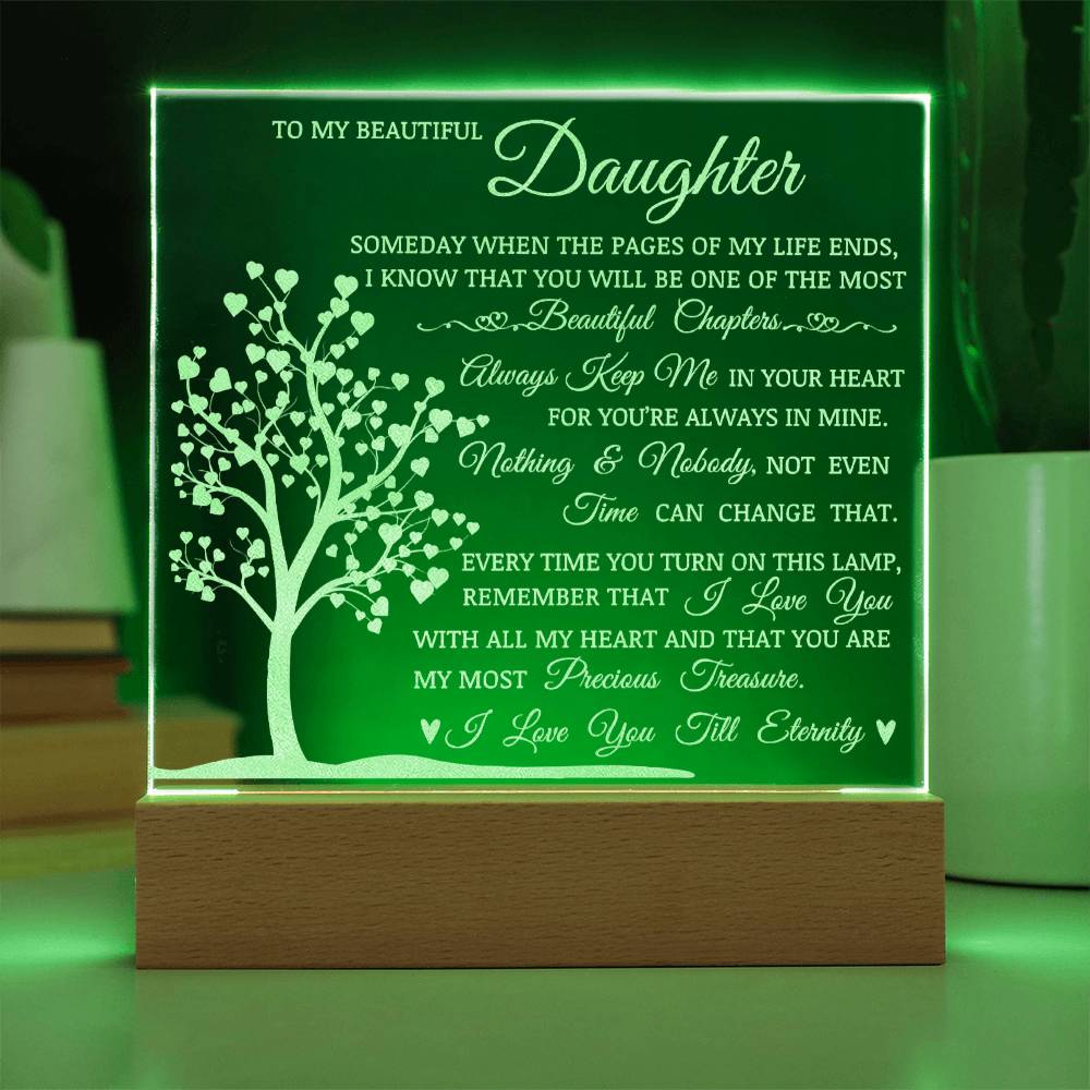 Daughter Keepsake Gift, LED Engraved Acrylic Plaque, Engraved Acrylic Plaque, Lamp of Love