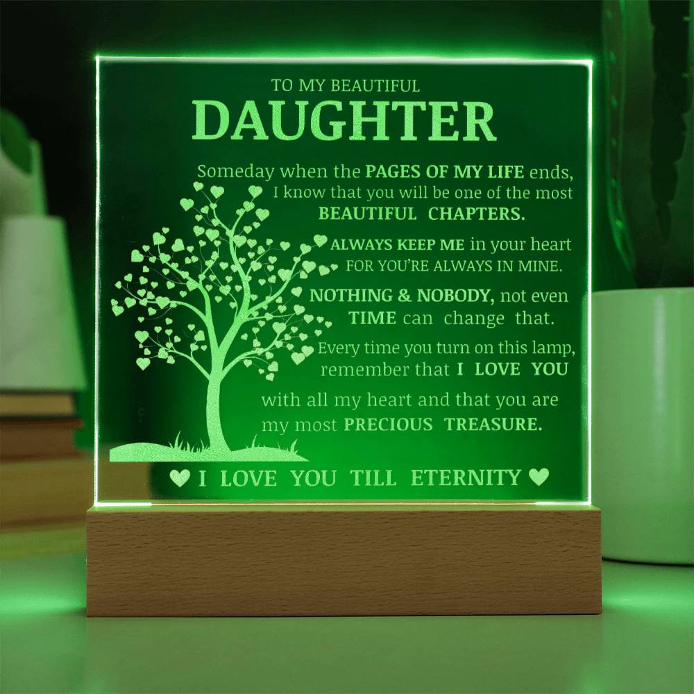 Daughter Keepsake Gift, LED Engraved Acrylic Plaque, Engraved Acrylic Plaque, Lamp of Love