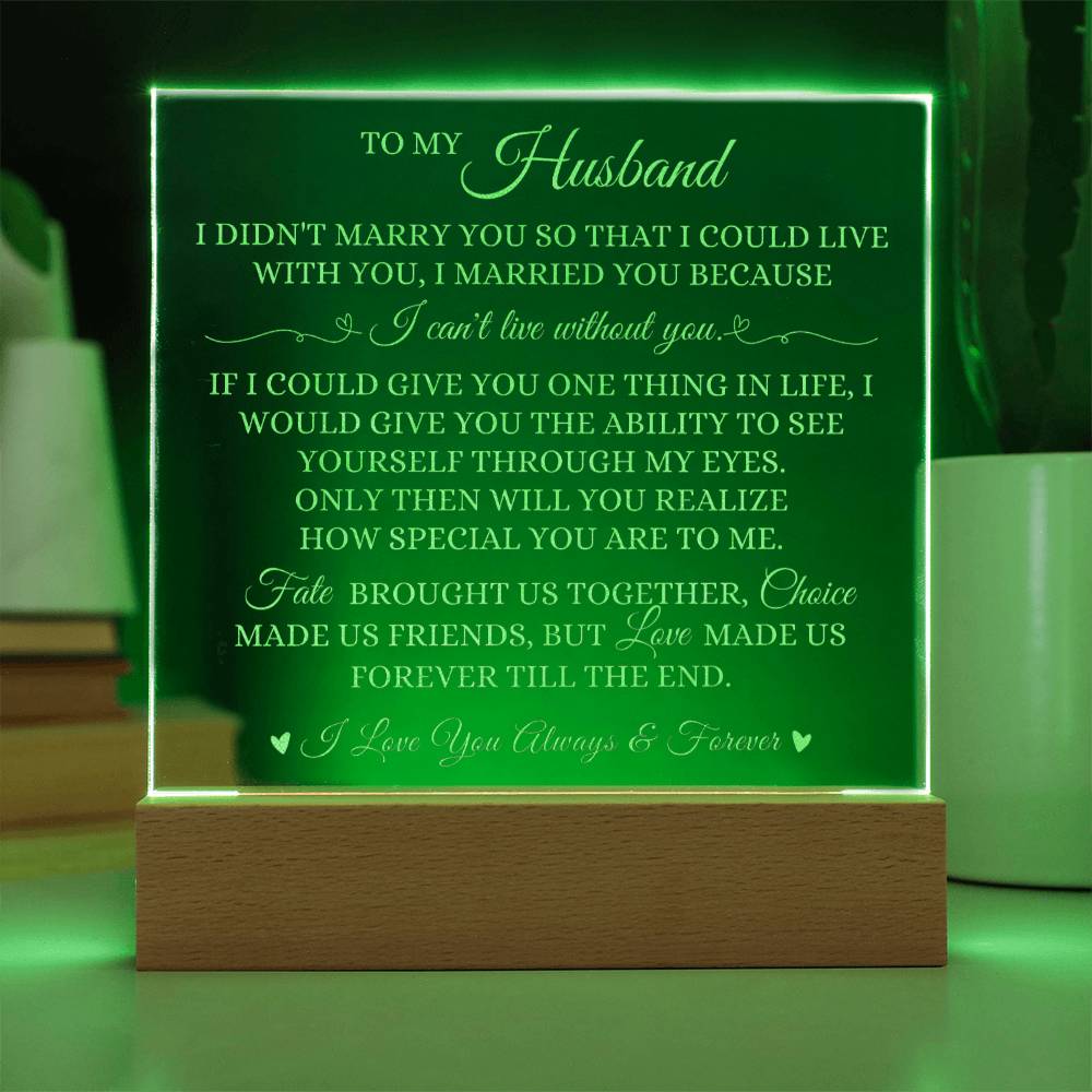 To My Husband, LED Engraved Acrylic Plaque, Husband Keepsake Gift