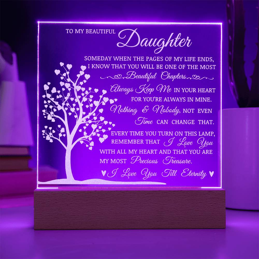Daughter Keepsake Gift, LED Engraved Acrylic Plaque, Engraved Acrylic Plaque, Lamp of Love