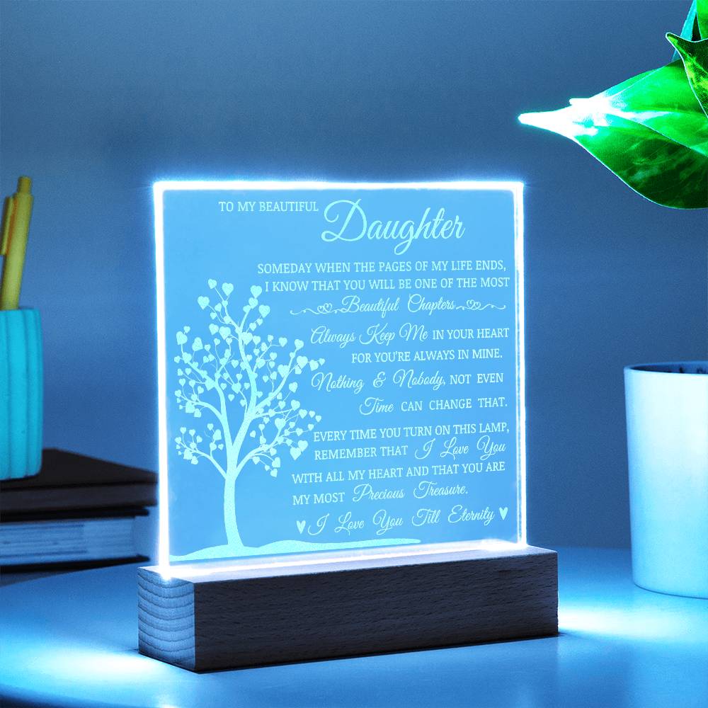 Daughter Keepsake Gift, LED Engraved Acrylic Plaque, Engraved Acrylic Plaque, Lamp of Love