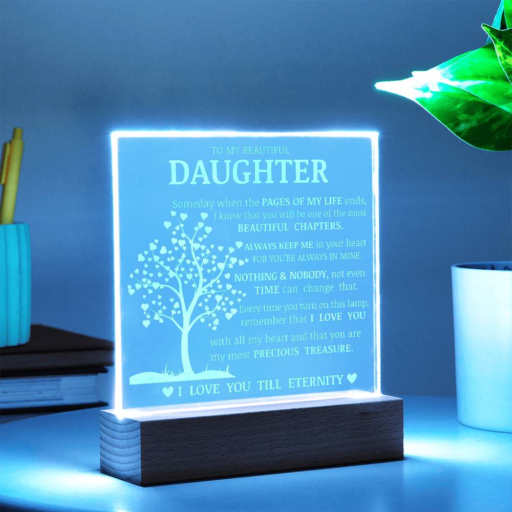 Daughter Keepsake Gift, LED Engraved Acrylic Plaque, Engraved Acrylic Plaque, Lamp of Love