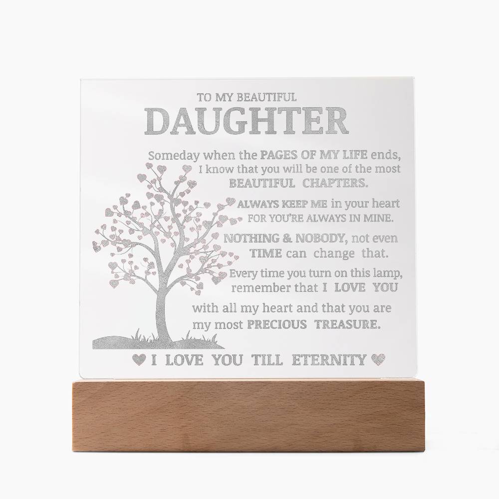 Daughter Keepsake Gift, LED Engraved Acrylic Plaque, Engraved Acrylic Plaque, Lamp of Love