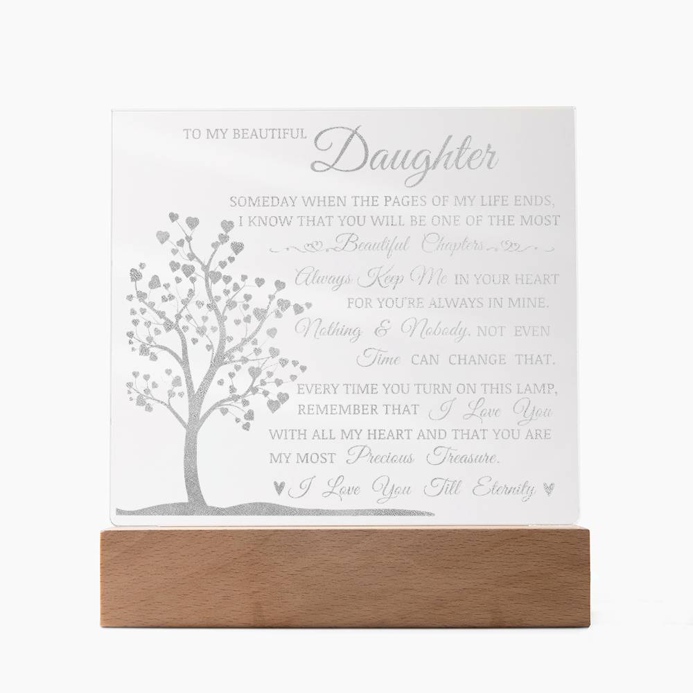 Daughter Keepsake Gift, LED Engraved Acrylic Plaque, Engraved Acrylic Plaque, Lamp of Love