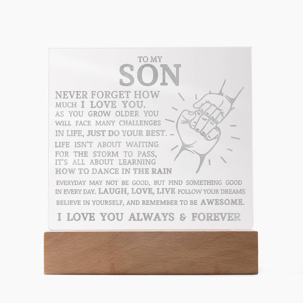 To My Son, Remember To Be Awesome, Engraved Acrylic Plaque