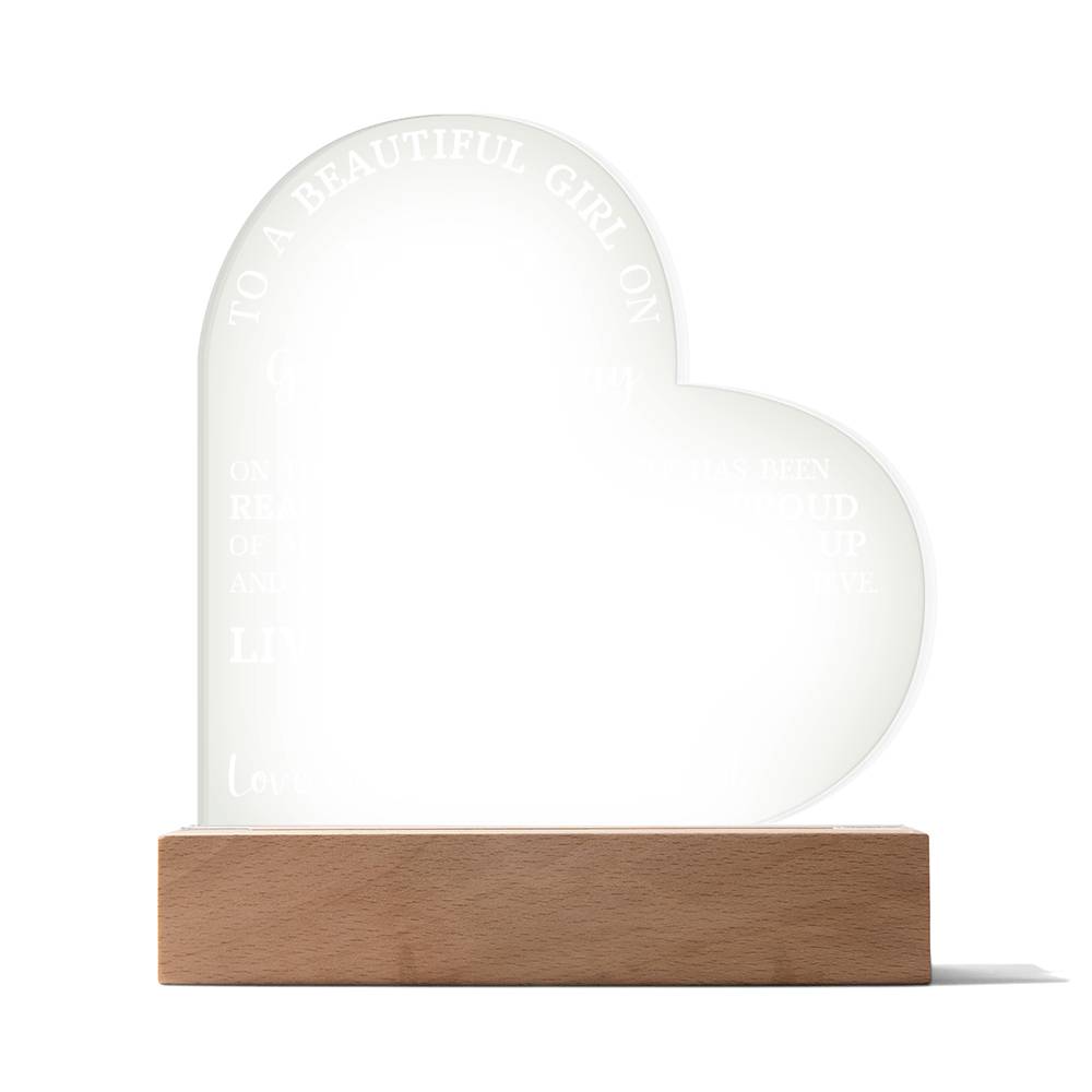 Graduation Gift for Her, Acrylic Heart Plaque