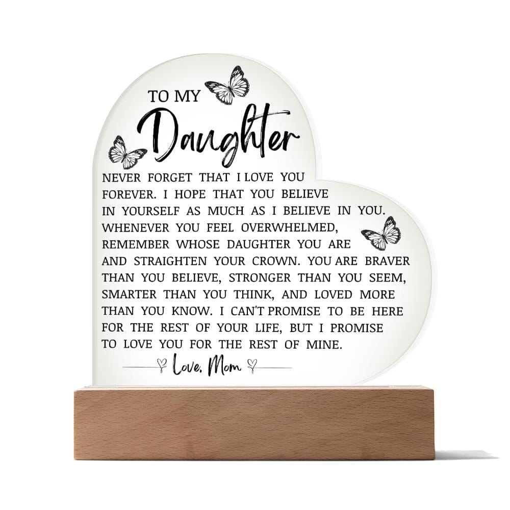 To My Daughter "I Love You Forever" Acrylic LED Lamp