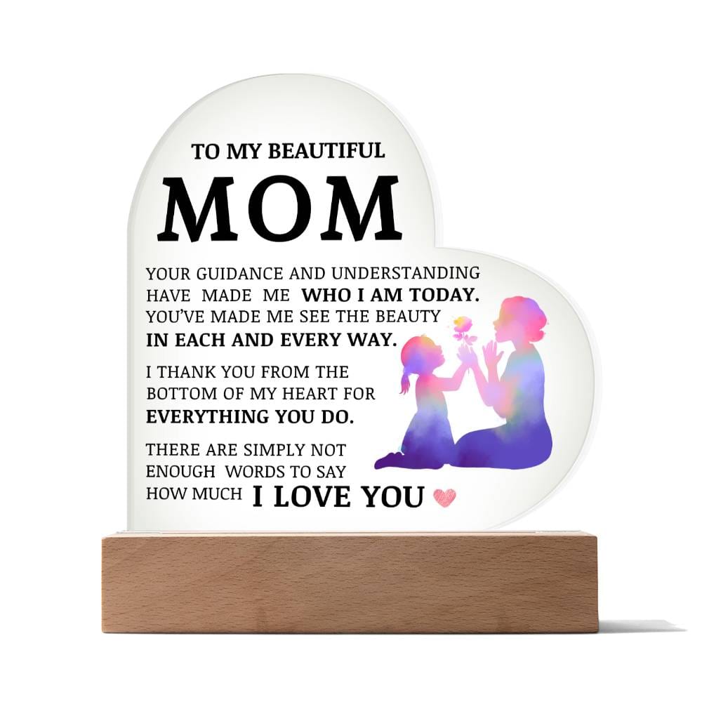 To My Beautiful Mom, Acrylic Heart Plaque