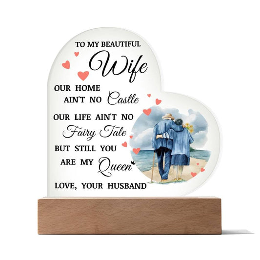 To My Beautiful Wife, Acrylic Heart Plaque
