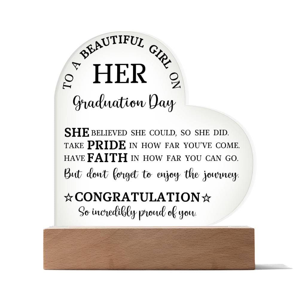 Graduation Gift for Her, Acrylic Heart Plaque