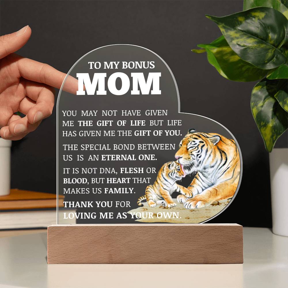 To My Bonus Mom "Life Gave Me The Gift of You" Acrylic Heart Plaque