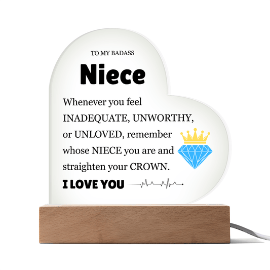 Acrylic Heart Plaque - To My Badass Niece