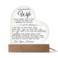 To My Beautiful Wife Acrylic Lamp
