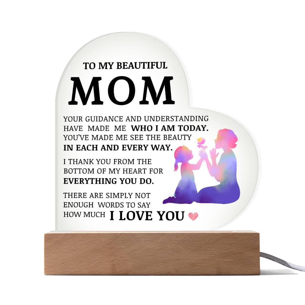 To My Beautiful Mom, Acrylic Heart Plaque