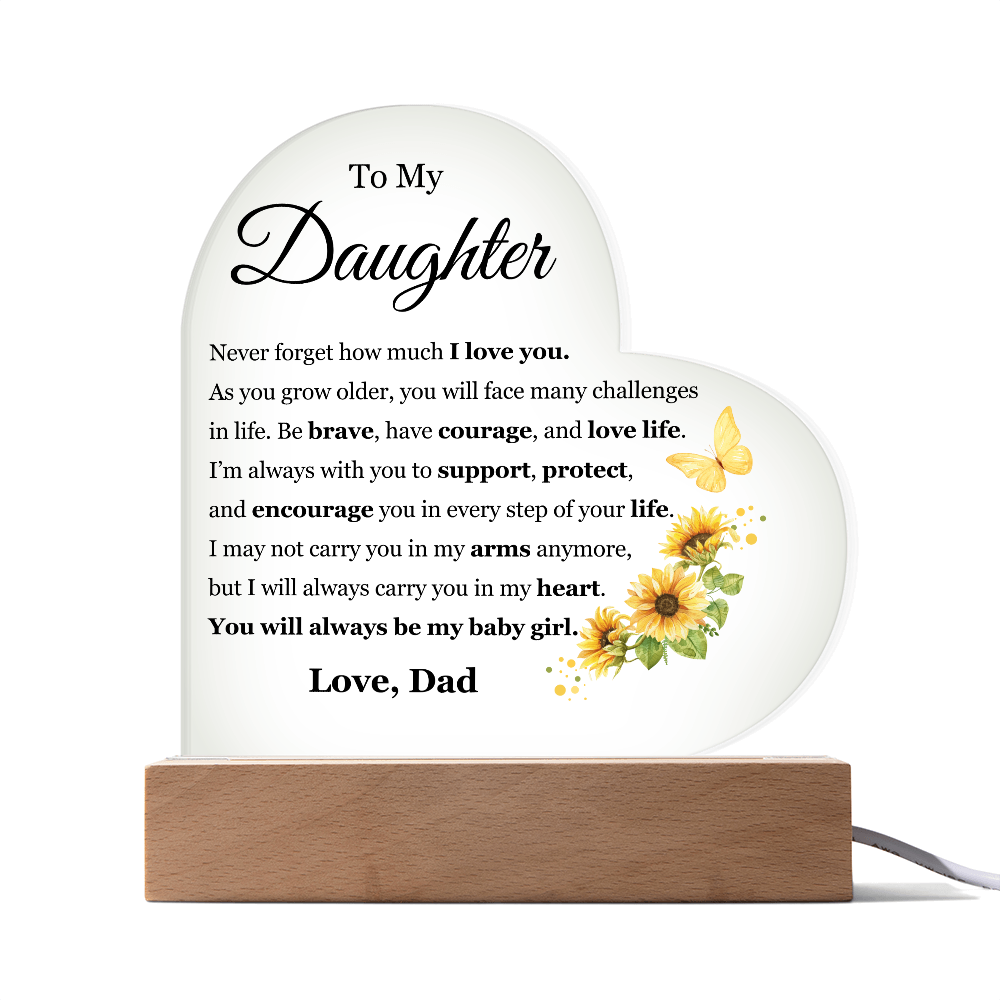 Acrylic Heart Plaque - To My Daughter "I Love You"