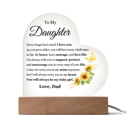 Acrylic Heart Plaque - To My Daughter "I Love You"
