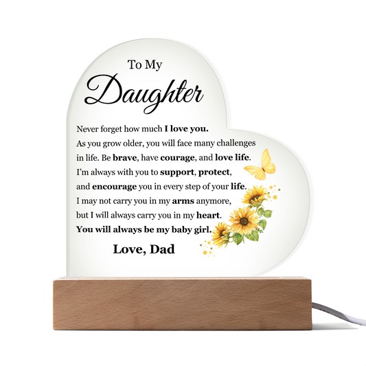 Acrylic Heart Plaque - To My Daughter "I Love You"