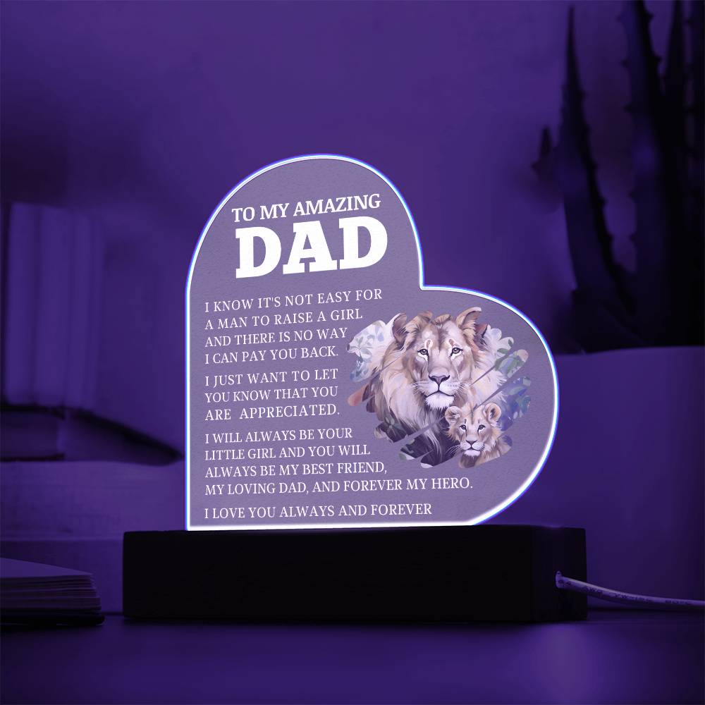 To My Amazing Dad, Acrylic Heart Plaque