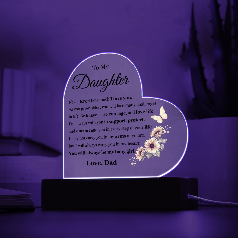 Acrylic Heart Plaque - To My Daughter "I Love You"