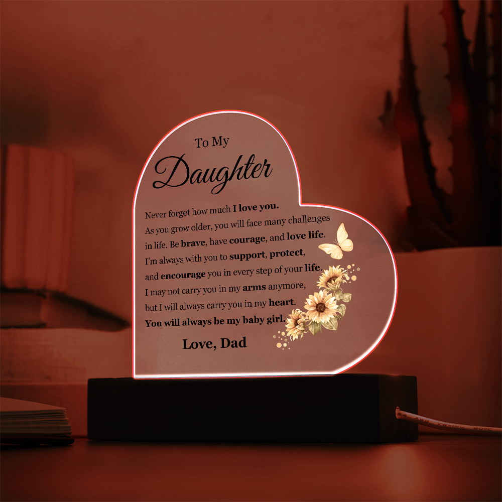 Acrylic Heart Plaque - To My Daughter "I Love You"