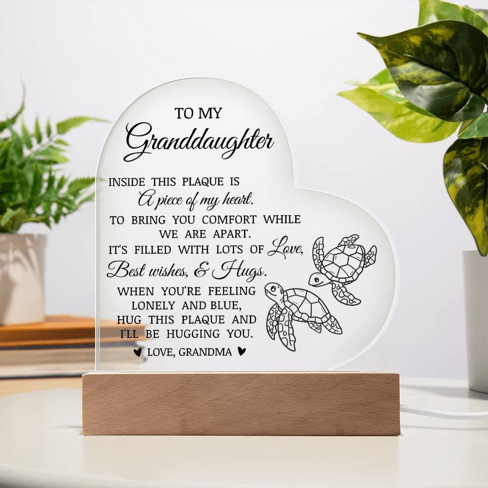 To My Granddaughter "Hug This Plaque" Acrylic Heart Plaque