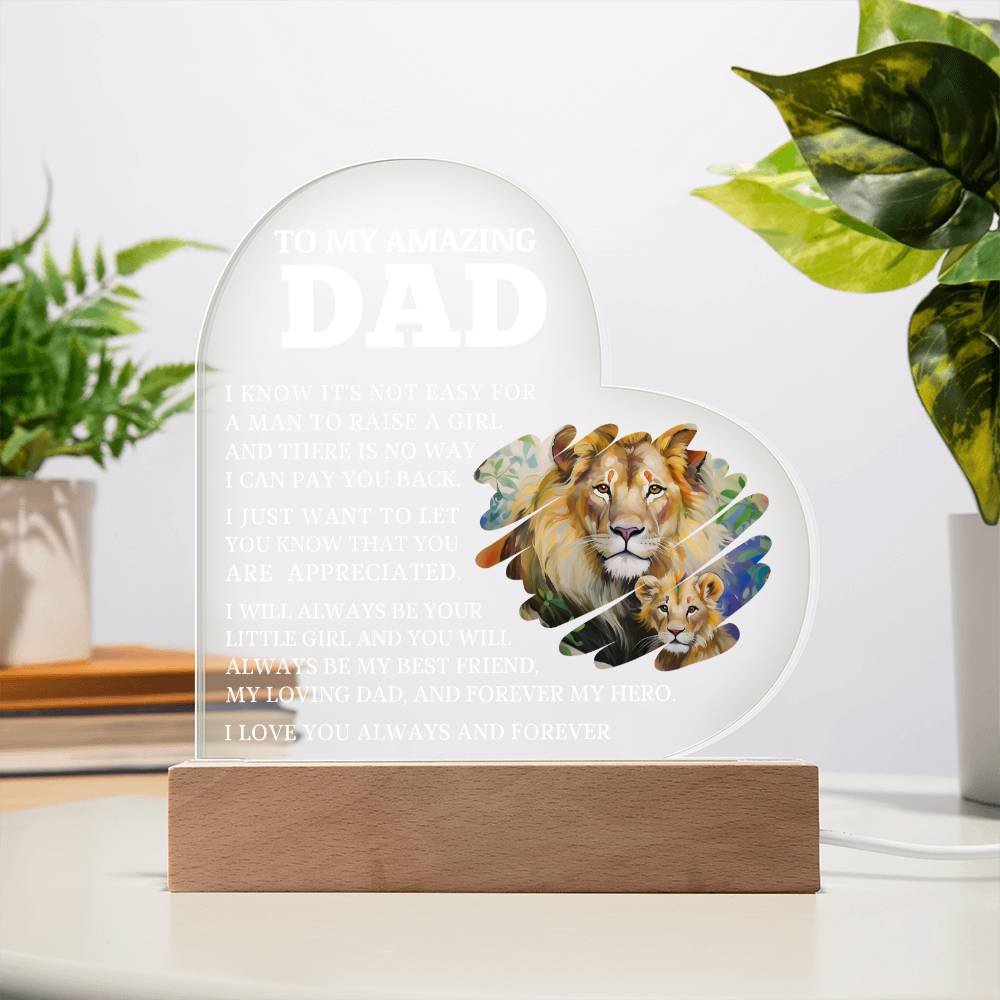 To My Amazing Dad, Acrylic Heart Plaque